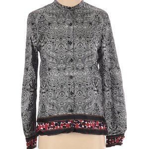 DVF Multi Color "Elenora" Long Sleeve Silk Blouse